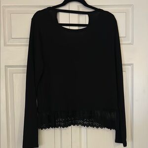 Black Lace Hem Top
